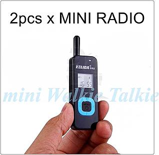 2pcs x FEIDA FE-M1 LCD Display mini Walkie Talkie two way radio FREE Earpiece 
